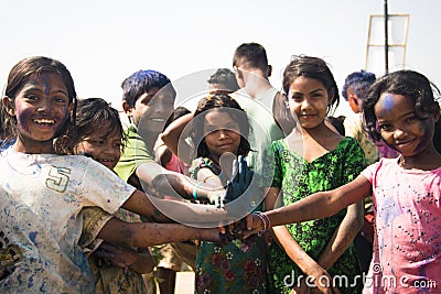 Painted children on Maheskhali Island, Bangladesh Editorial Stock Photo